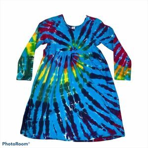 Dharma Trading Co Girls Blue‎ Tie Dyed Dress 10